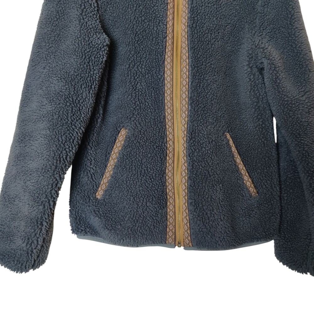 Faherty Gray Teddy Jacket With Brown Accents - image 8